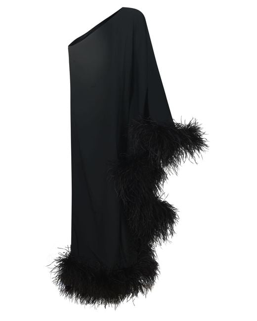 ‎Taller Marmo Black Fringed One-Sleeve Long Dress