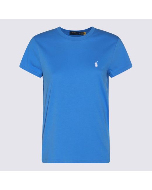 Polo Ralph Lauren Blue Cobalt And Cotton T-Shirt