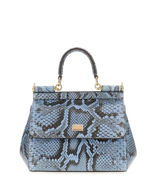 Dolce & Gabbana Blue Python Mini Sicily Handbag