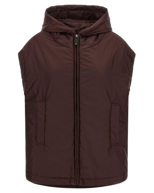 Max Mara Brown Polyester Sleeveless Jacket Clothing
