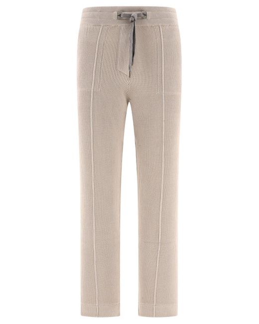 Brunello Cucinelli Natural Trousers With Shiny Eyelets