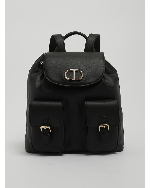 Twin Set Black Poliuretano Backpack