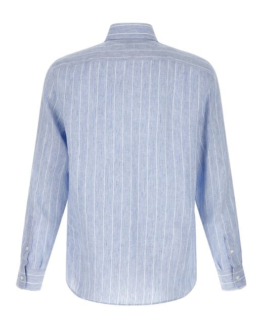 Brunello Cucinelli Blue Linen Blouse for men