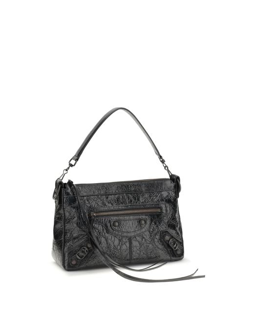 Balenciaga Black Le City Moto Small Shoulder Bag Lamb Ovis Aries for men