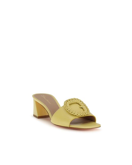 Santoni Yellow Bicolor Calf Leather Bos Taurus Sandals