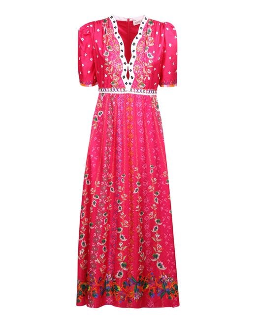 Saloni Tabitha Silk Maxi Dress in Pink | Lyst