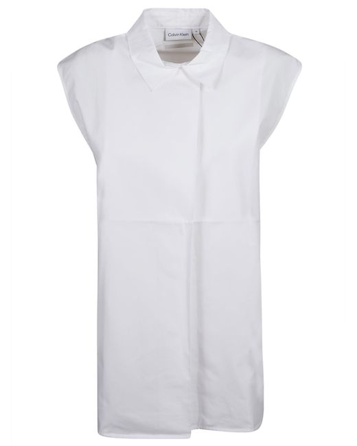 Calvin Klein White Cotton Archive Sleeveless Shirt