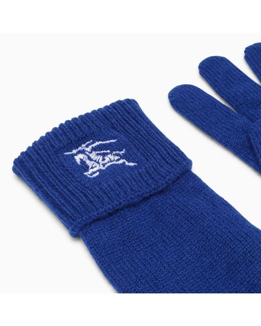 Burberry Blue Cashmere Gloves With Logo for men