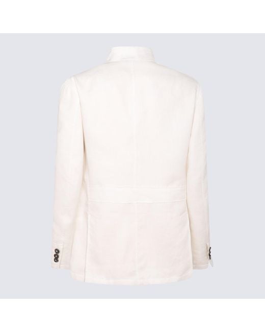 Brioni White Leather Casual Jacket for men