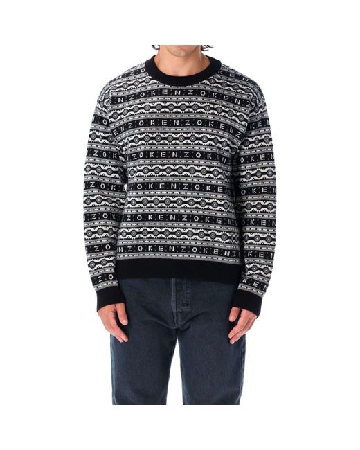 KENZO Black Striped Wool Sweater for men