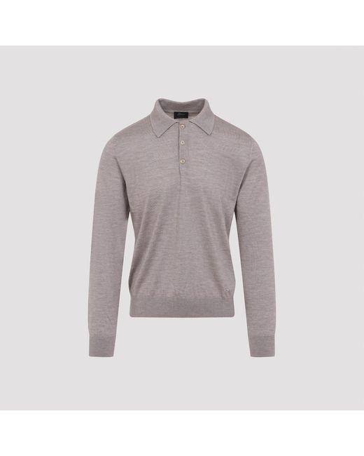 Brioni Gray Long Sleeves Polo for men