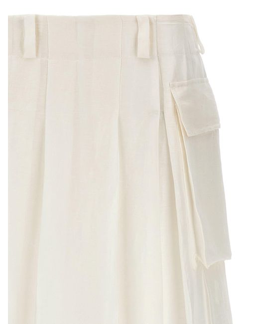 Alberta Ferretti White Semi-transparent Long Skirt Skirts