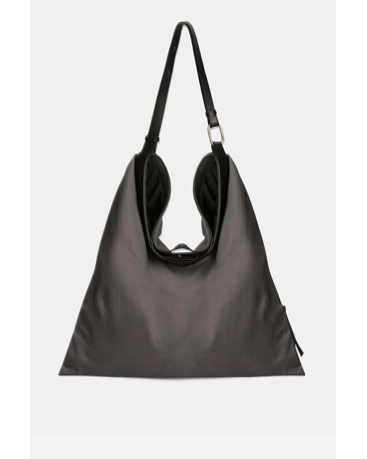 Jil Sander Black Large Soft Rolled Hobo Nylon Bag for men