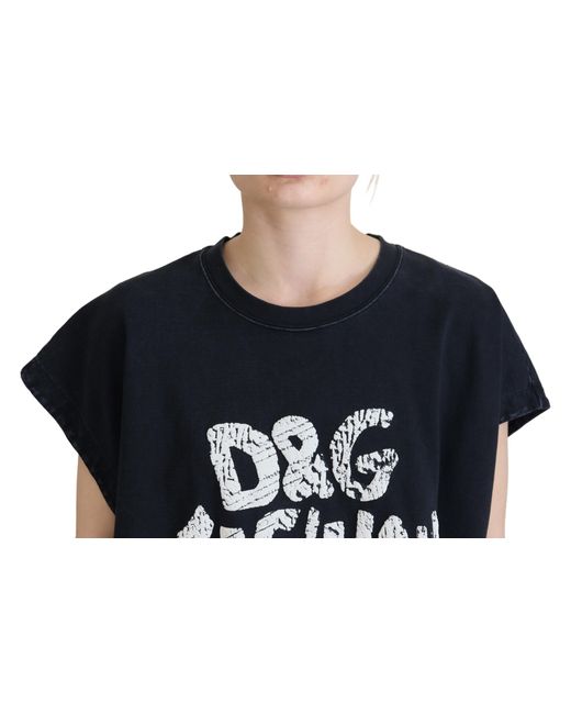 Dolce & Gabbana Black D&G Fashion Round Neck Cotton T-Shirt Material_Cotton