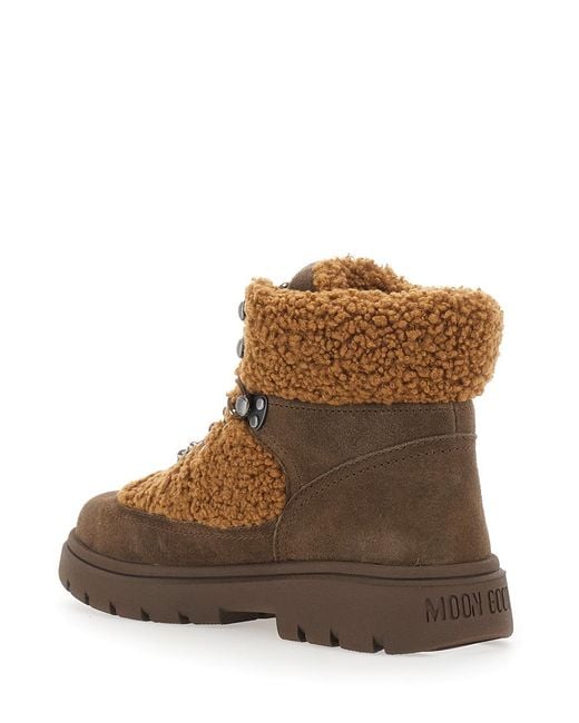 Moon Boot Brown Combat Boots Fleece