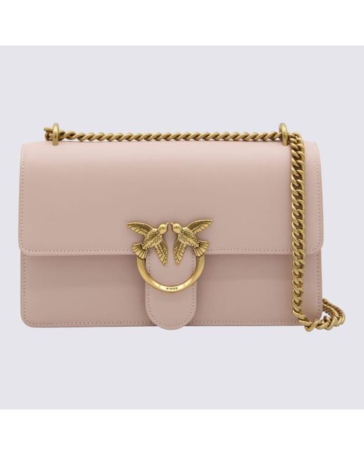 Pinko Pink Leather Love One Shoulder Bag