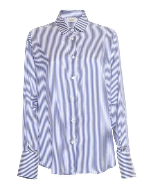 Mazzarelli Blue Striped Silk Shirt