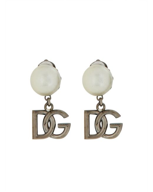 Dolce & Gabbana White Logo Earrings