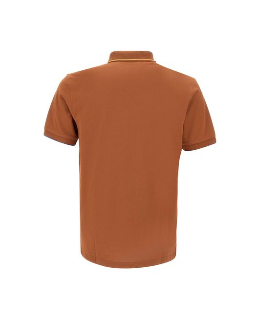 Sun 68 Brown Small Stripe Cotton Polo Shirt for men