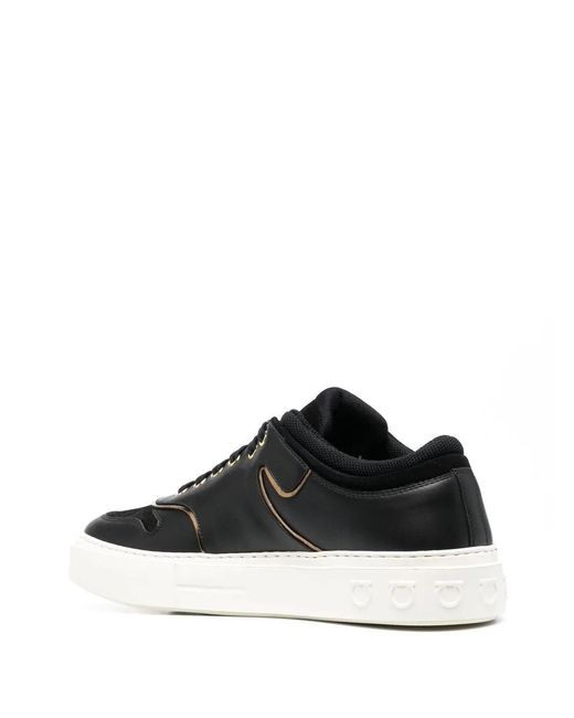 Ferragamo Black Borg Logo Low-Top Sneakers for men