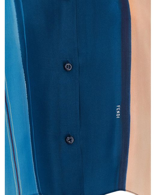 Fendi Blue Silk Blouse