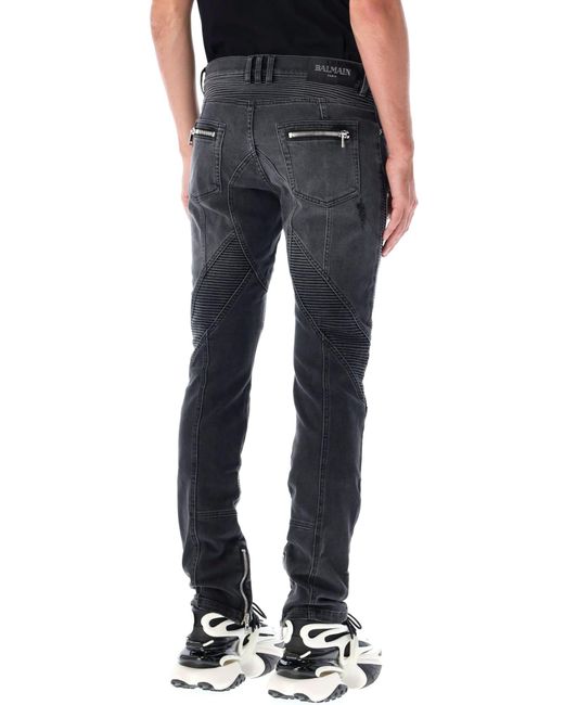 Balmain destroyed biker jeans deals