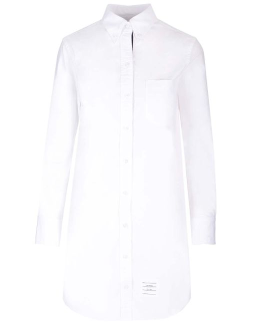Thom Browne White 3/4 Length Shirt Dress