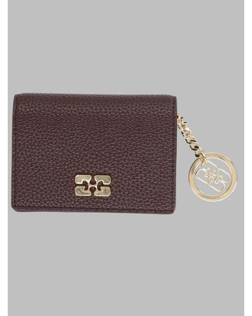 Ganni Brown Card Holder Wallets & Purses