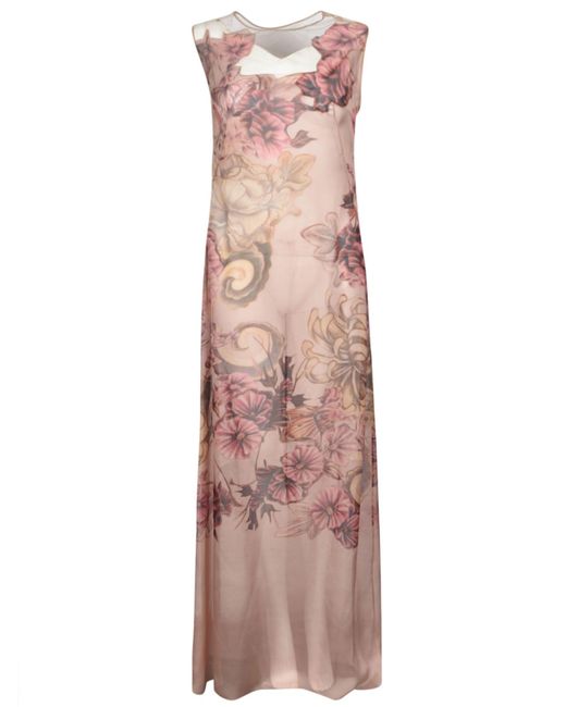 Alberta Ferretti Pink Semi-See-Through Sleeveless Long Dress