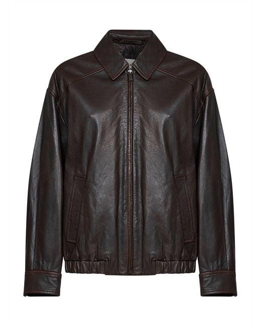 Weekend by Maxmara Black Bomber Jacket Nappa Leather