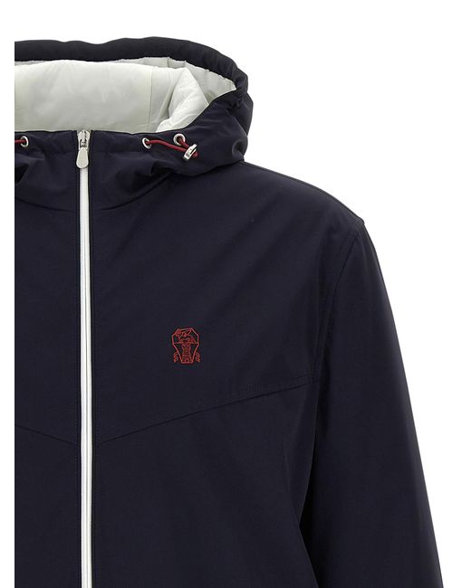 Brunello Cucinelli Blue Polyamide Shell Jacket Clothing for men