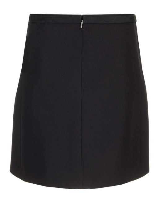 Versace Black Midi Skirt In Grain De Poudre