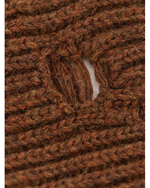 MM6 by Maison Martin Margiela Brown Wool Blend Scarf With Distressed Effect for men