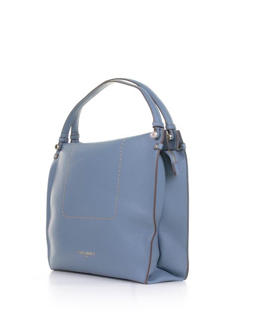 Ermanno Scervino Blue Petra Light Leather Shopping Bag