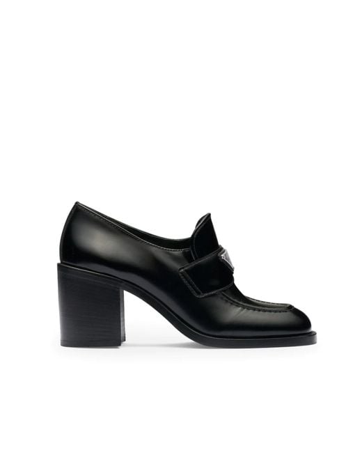 Prada Black Chocolate Flow Block-heel Loafers