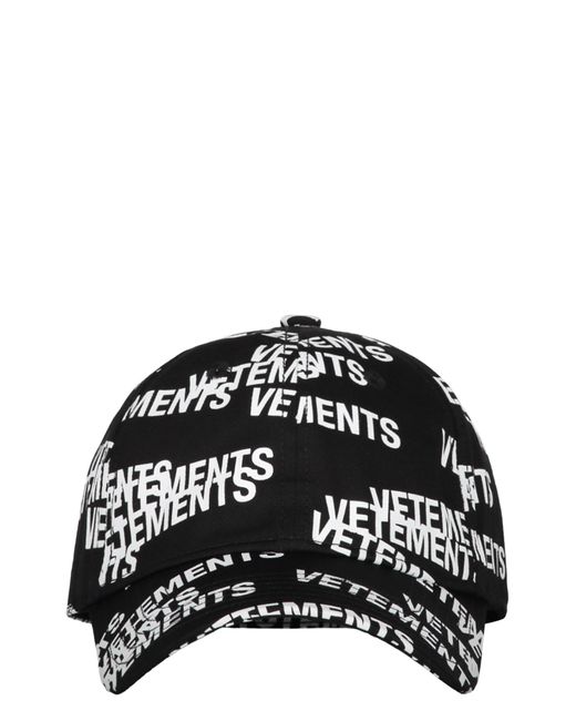 Vetements Black All Over Logo Baseball Cap for men