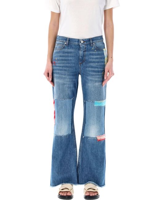 Marni Blue Mohair Patches Jeans
