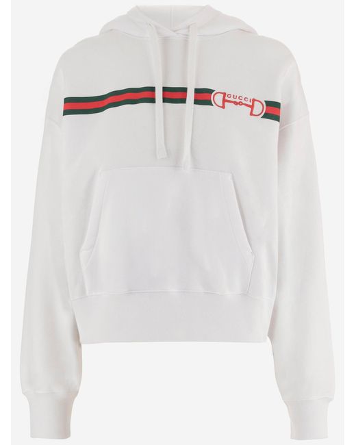 Gucci White Cotton Sweatshirt With Logo Print