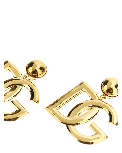Dolce & Gabbana Metallic Crystal Logo Earrings