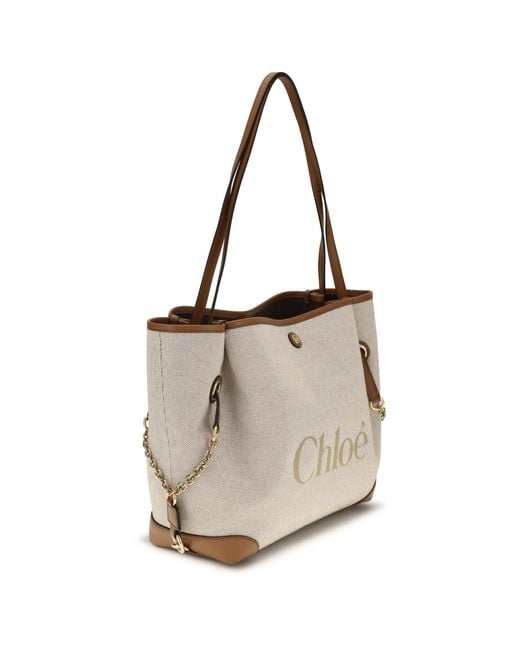 Chloé White Clover Tote Bag Canvas Cotton Shoulder