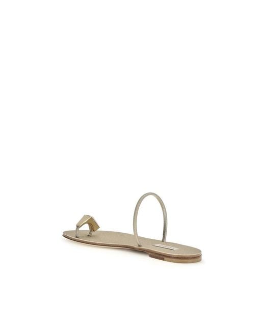 Casadei Natural Calf Leather Bos Taurus Flat Sandals