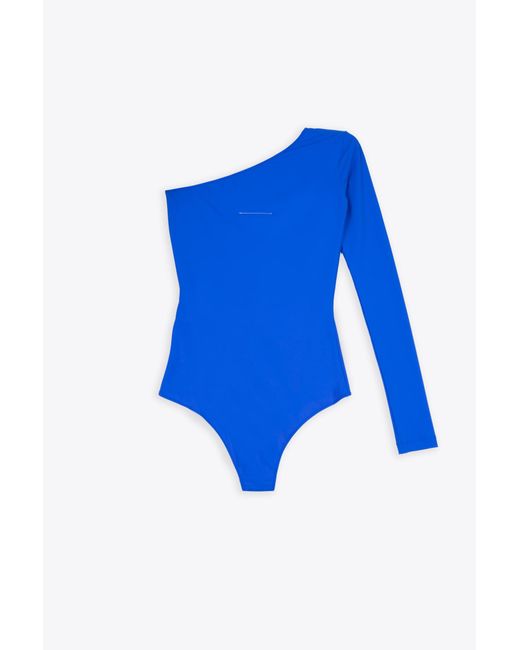 MM6 by Maison Martin Margiela Blue Body One Shoulder Royal Lycra Bodysuit