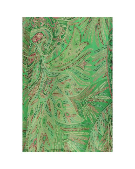 Etro Green Bicolor Silk Pattern Shirt