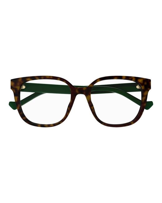 Gucci Black Eyeglasses Square Full Rim, Dark Frame And Clear Demo Lenses Lens Gg1305Oa002