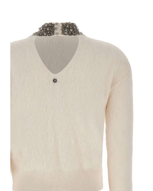 Liu Jo Angora Blend Sweater in White | Lyst