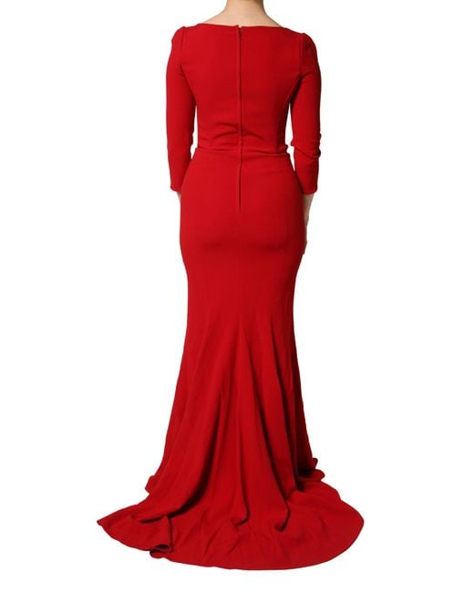 Dolce & Gabbana Red Double-Breasted Wool Blend Coat
