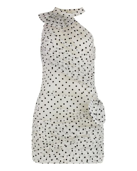 Alessandra Rich White Polka-Dot Mini-Dress Silk