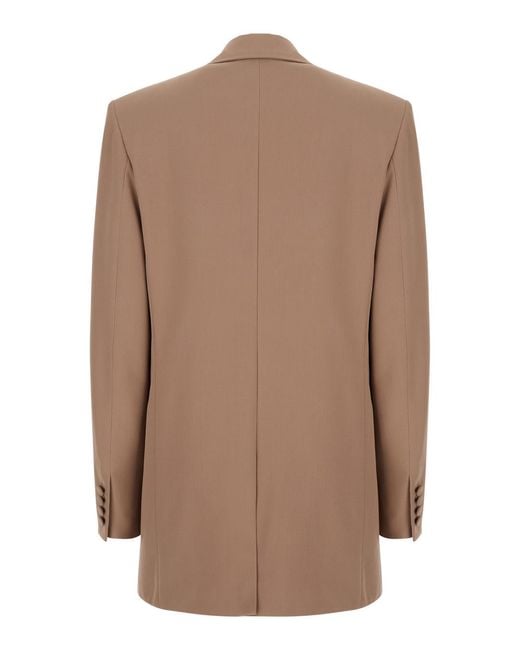 Saint Laurent Brown Single-Breasted Jacket With Peak Lapels