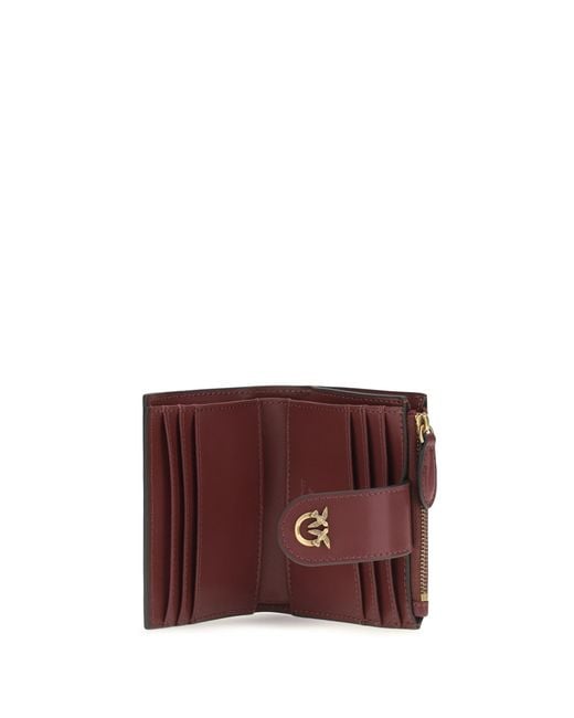 Pinko Purple Wallet With Logo Calf Leather Bos Taurus