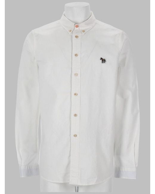 Paul Smith White Shirt With Zebra Patch Organic Cotton for men